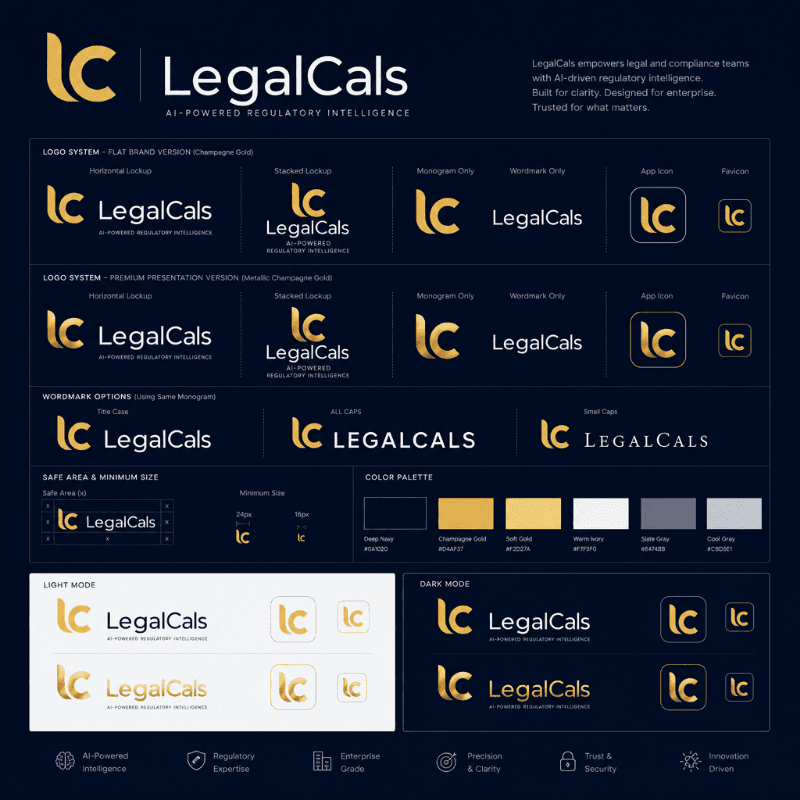 LegalCals brand guidelines sheet